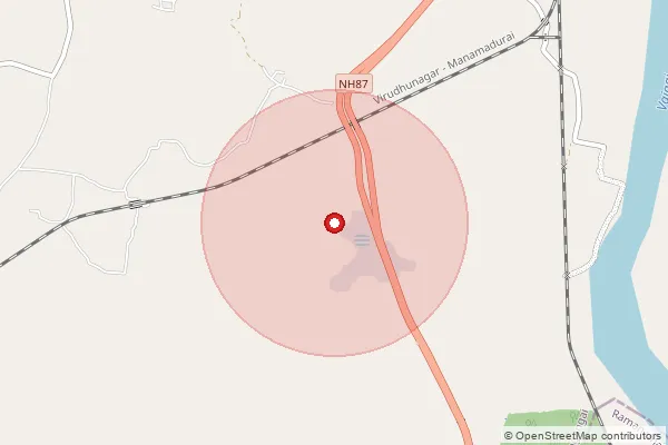 Map showing approximate area covered by Pincode 630609 — Milaganoor Bo, Sivaganga