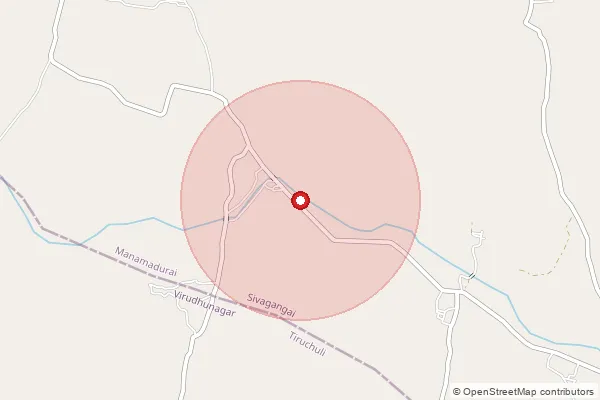 Map showing approximate area covered by Pincode 630611 — Amukkulam Bo, Sivaganga