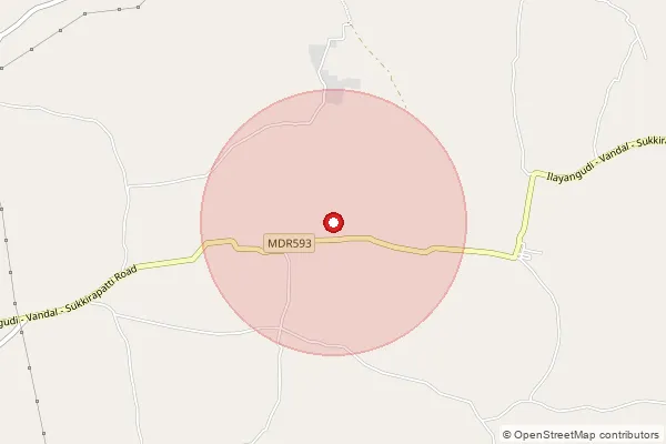 Map showing approximate area covered by Pincode 630702 — Ariyandipuram Bo, Sivaganga