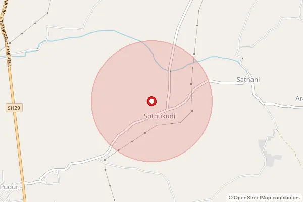 Map showing approximate area covered by Pincode 630709 — Kannamangalam Bo, Sivaganga