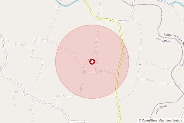 Map showing approximate area covered by Pincode 630713 — Akkavayal Bo, Sivaganga