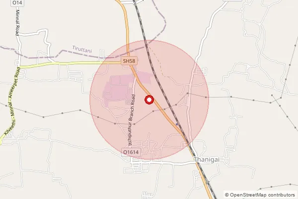 Map showing approximate area covered by Pincode 631003 — Chitteri Bo, Ranipet