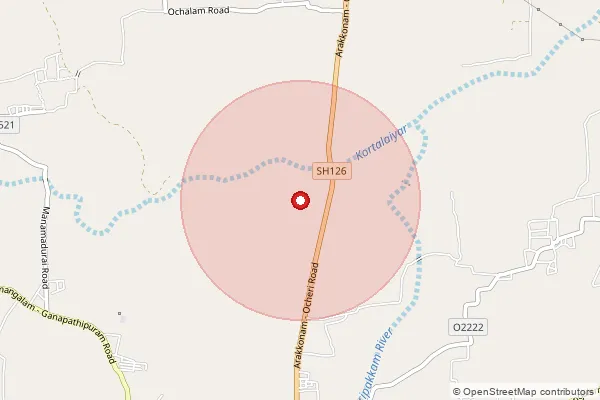 Map showing approximate area covered by Pincode 631005 — Winterpet So, Ranipet