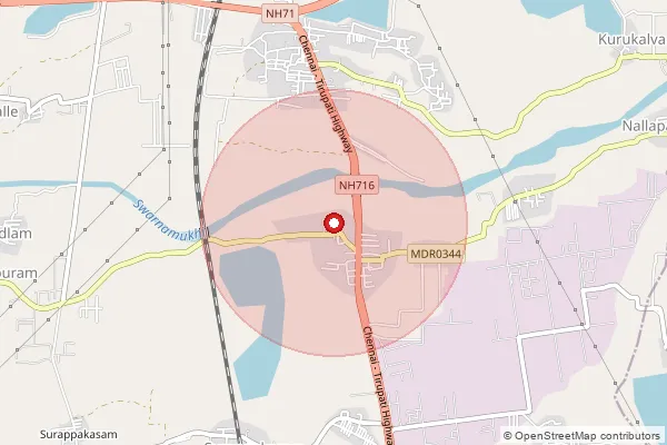 Map showing approximate area covered by Pincode 631203 — Kaivandur B.O, Thiruvallur
