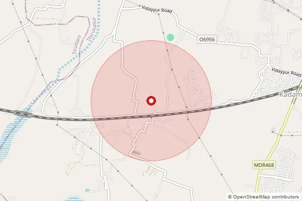 Map showing approximate area covered by Pincode 631204 — Arcot B.O, Thiruvallur