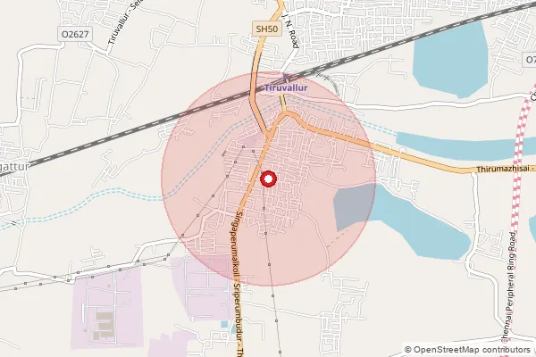 Map showing approximate area covered by Pincode 631205 — Beerakuppam B.O, Thiruvallur