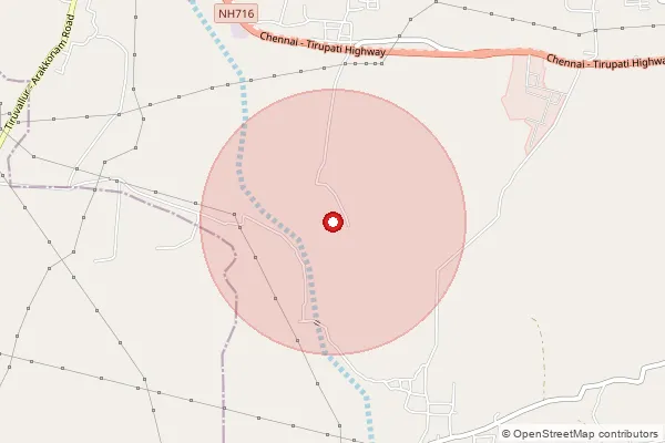 Map showing approximate area covered by Pincode 631208 — Jangalapalli B.O, Thiruvallur
