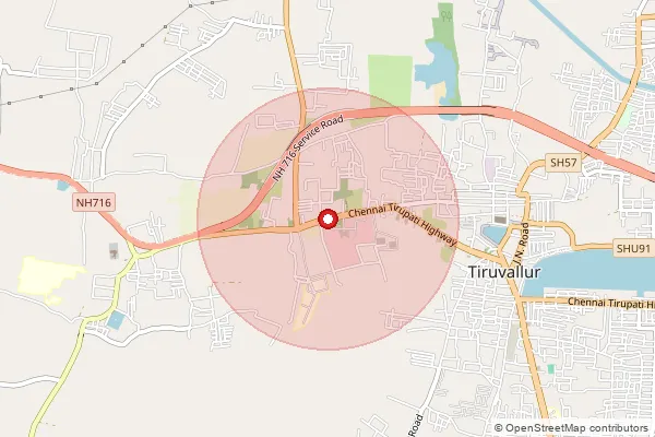 Map showing approximate area covered by Pincode 631209 — Agooru B.O, Thiruvallur