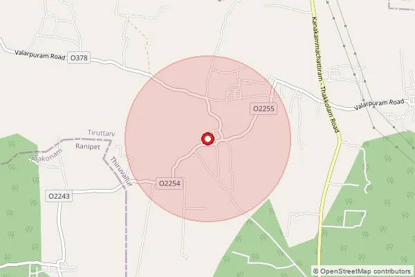 Map showing approximate area covered by Pincode 631210 — Athipattu B.O, Thiruvallur