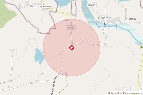 Map showing approximate area covered by Pincode 631212 — Nallathur B.O, Thiruvallur