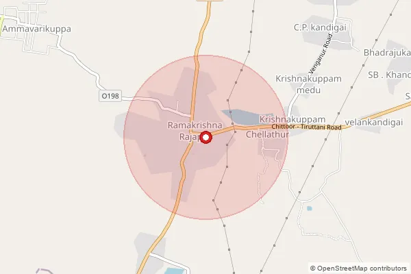 Map showing approximate area covered by Pincode 631303 — Ammaneri B.O, Thiruvallur