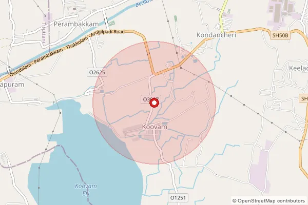 Map showing approximate area covered by Pincode 631402 — Kondancheri B.O, Thiruvallur