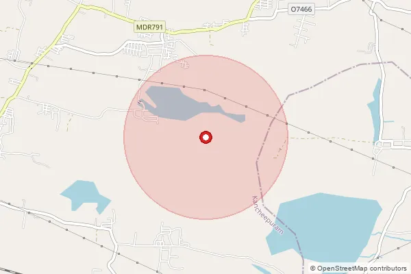 Map showing approximate area covered by Pincode 631501 — Kanchipuram H.O, Kanchipuram