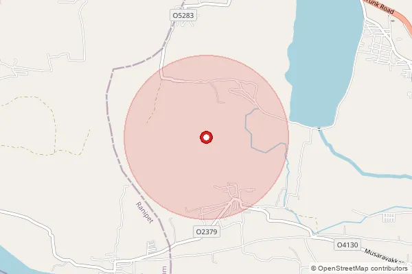 Map showing approximate area covered by Pincode 631551 — Krishnapuram B.O, Kanchipuram
