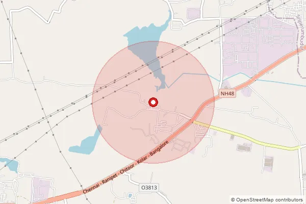 Map showing approximate area covered by Pincode 631561 — Singadivakkam B.O, Kanchipuram