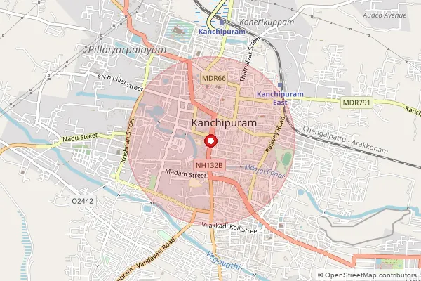 Map showing approximate area covered by Pincode 631601 — Thenambakkam B.O, Kanchipuram