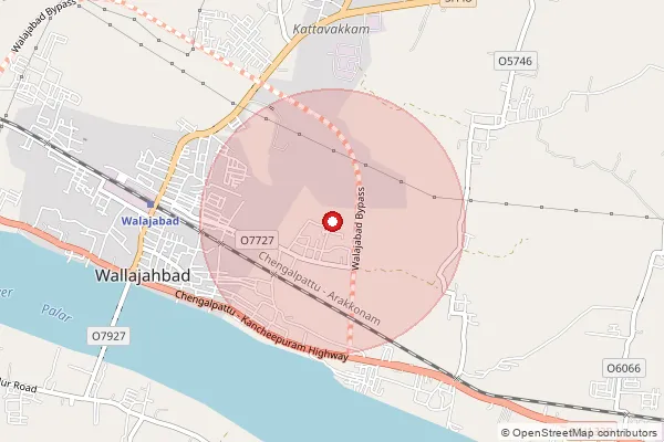 Map showing approximate area covered by Pincode 631605 — Nathanallur B.O, Kanchipuram