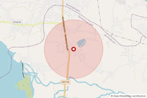 Map showing approximate area covered by Pincode 631702 — Chinnaelacheri Bo, Tiruvannamalai