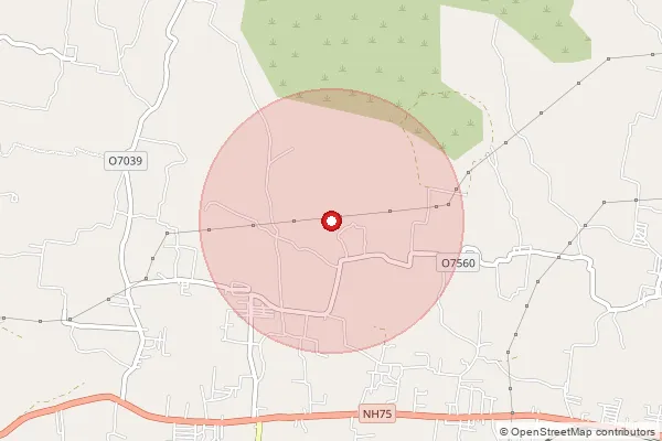 Map showing approximate area covered by Pincode 632007 — Katpadi Agricultural Farm B.O, Vellore