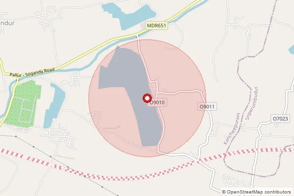 Map showing approximate area covered by Pincode 632008 — Shenbakkam S.O, Vellore