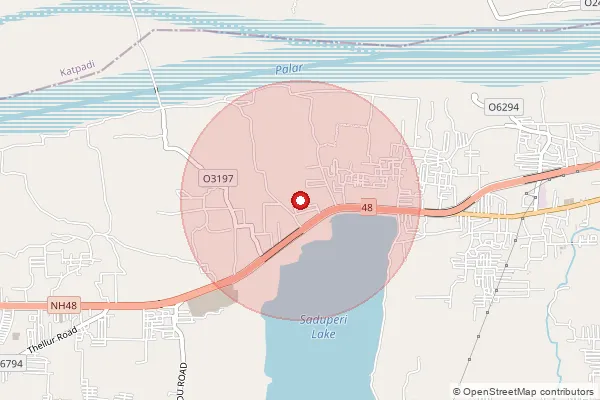 Map showing approximate area covered by Pincode 632010 — Abdullapuram S.O, Vellore