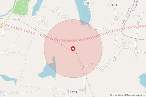 Map showing approximate area covered by Pincode 632011 — A Kattupadi B.O, Vellore