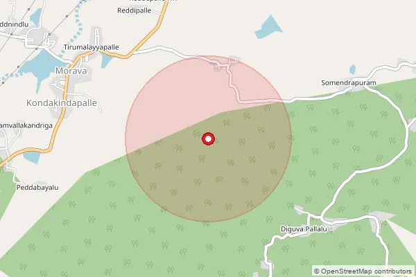 Map showing approximate area covered by Pincode 632057 — Munjurpattu S.O, Vellore