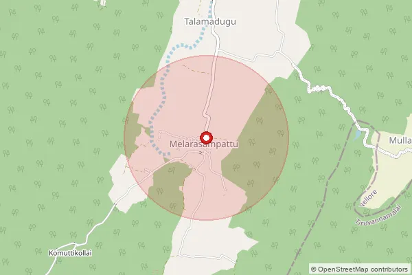 Map showing approximate area covered by Pincode 632103 — Nemandapuram B.O, Vellore