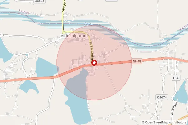 Map showing approximate area covered by Pincode 632104 — Erayangadu B.O, Vellore