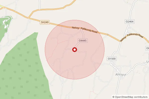 Map showing approximate area covered by Pincode 632105 — Budur B.O, Vellore