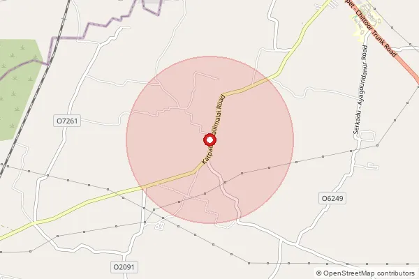 Map showing approximate area covered by Pincode 632106 — Serkadu B.O, Vellore