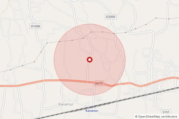 Map showing approximate area covered by Pincode 632209 — Kanguppam B.O, Vellore