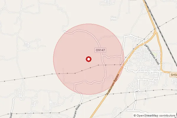 Map showing approximate area covered by Pincode 632311 — Kalasamudram Bo, Tiruvannamalai