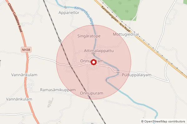 Map showing approximate area covered by Pincode 632315 — Ananthapuram Bo, Tiruvannamalai