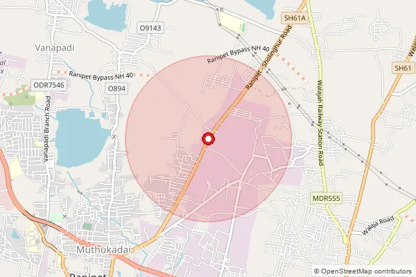 Map showing approximate area covered by Pincode 632403 — Ranipet Industrial Estate So, Ranipet