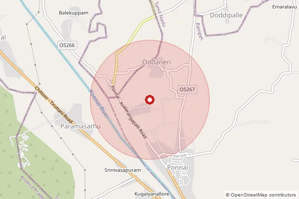 Map showing approximate area covered by Pincode 632404 — Manthangal Bo, Ranipet