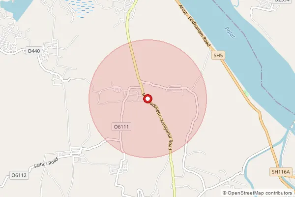 Map showing approximate area covered by Pincode 632506 — Agaram Bo, Ranipet