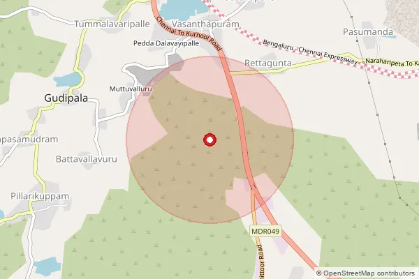Map showing approximate area covered by Pincode 632510 — Paravathur Bo, Ranipet