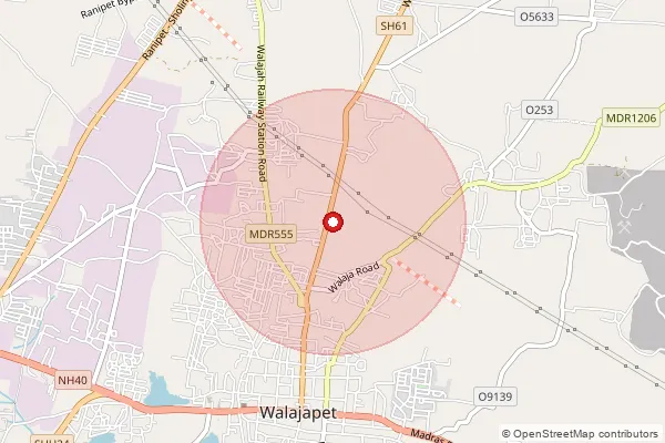 Map showing approximate area covered by Pincode 632513 — Anandhalai Bo, Ranipet