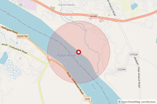 Map showing approximate area covered by Pincode 632518 — Senganavaram Bo, Ranipet