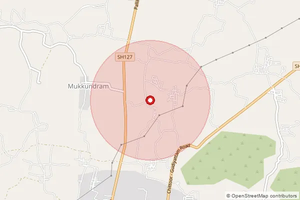 Map showing approximate area covered by Pincode 632601 — Kallapadi B.O, Vellore