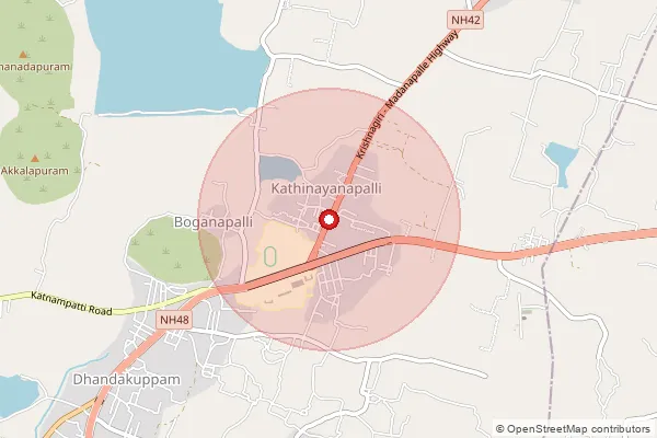 Map showing approximate area covered by Pincode 635001 — Krishnagiri H.O, Krishnagiri