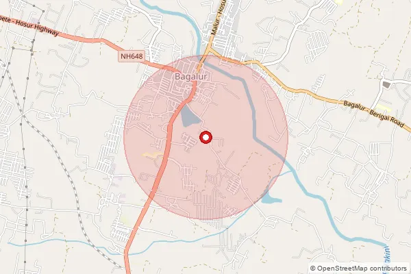 Map showing approximate area covered by Pincode 635103 — Baliganapalli B.O, Krishnagiri