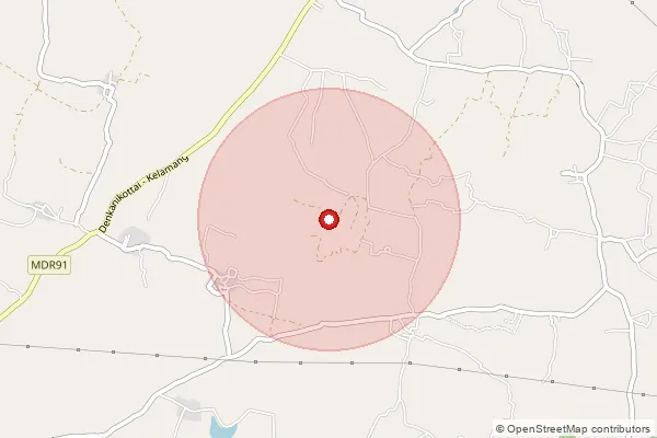 Map showing approximate area covered by Pincode 635107 — Bikkanapalli B.O, Krishnagiri