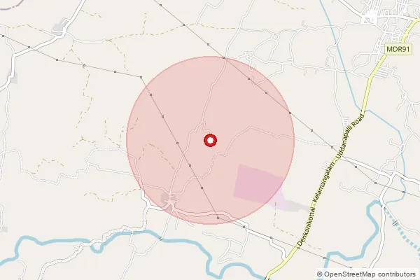 Map showing approximate area covered by Pincode 635113 — Bairamangalam B.O, Krishnagiri