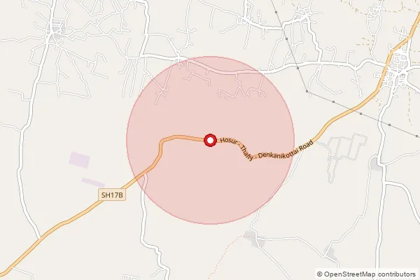 Map showing approximate area covered by Pincode 635114 — Mathagondapalli S.O, Krishnagiri