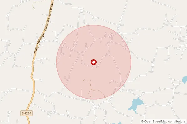 Map showing approximate area covered by Pincode 635118 — Binnamangalam B.O, Krishnagiri