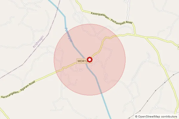 Map showing approximate area covered by Pincode 635123 — Thatrahalli B.O, Krishnagiri
