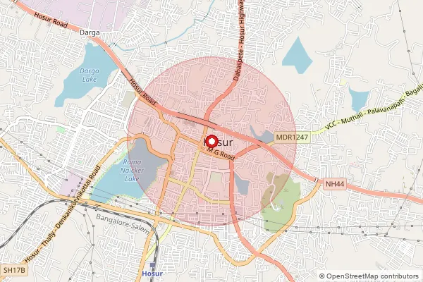 Map showing approximate area covered by Pincode 635130 — Kumudepalli So, Krishnagiri