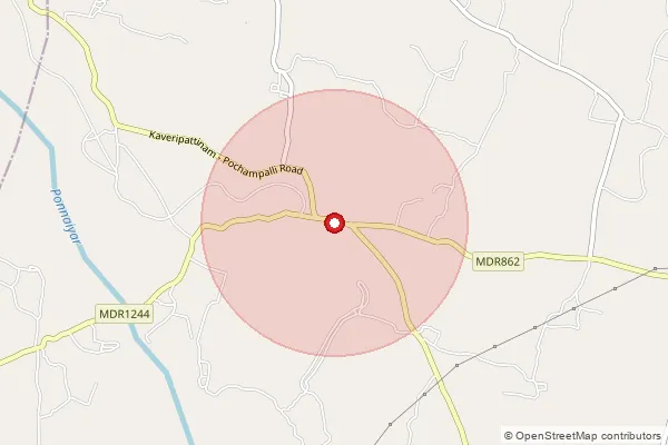 Map showing approximate area covered by Pincode 635204 — Avathavadi B.O, Krishnagiri